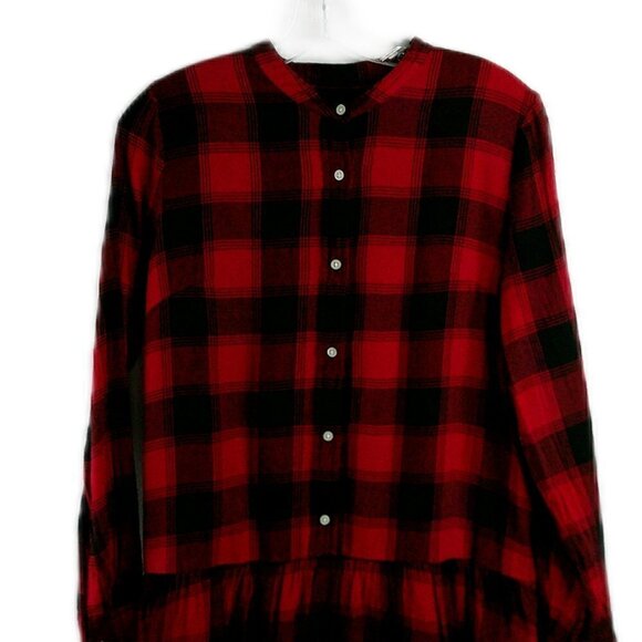 Gap - Red/Black Plaid Flannel Mini Dress - SP - Picture 2 of 7